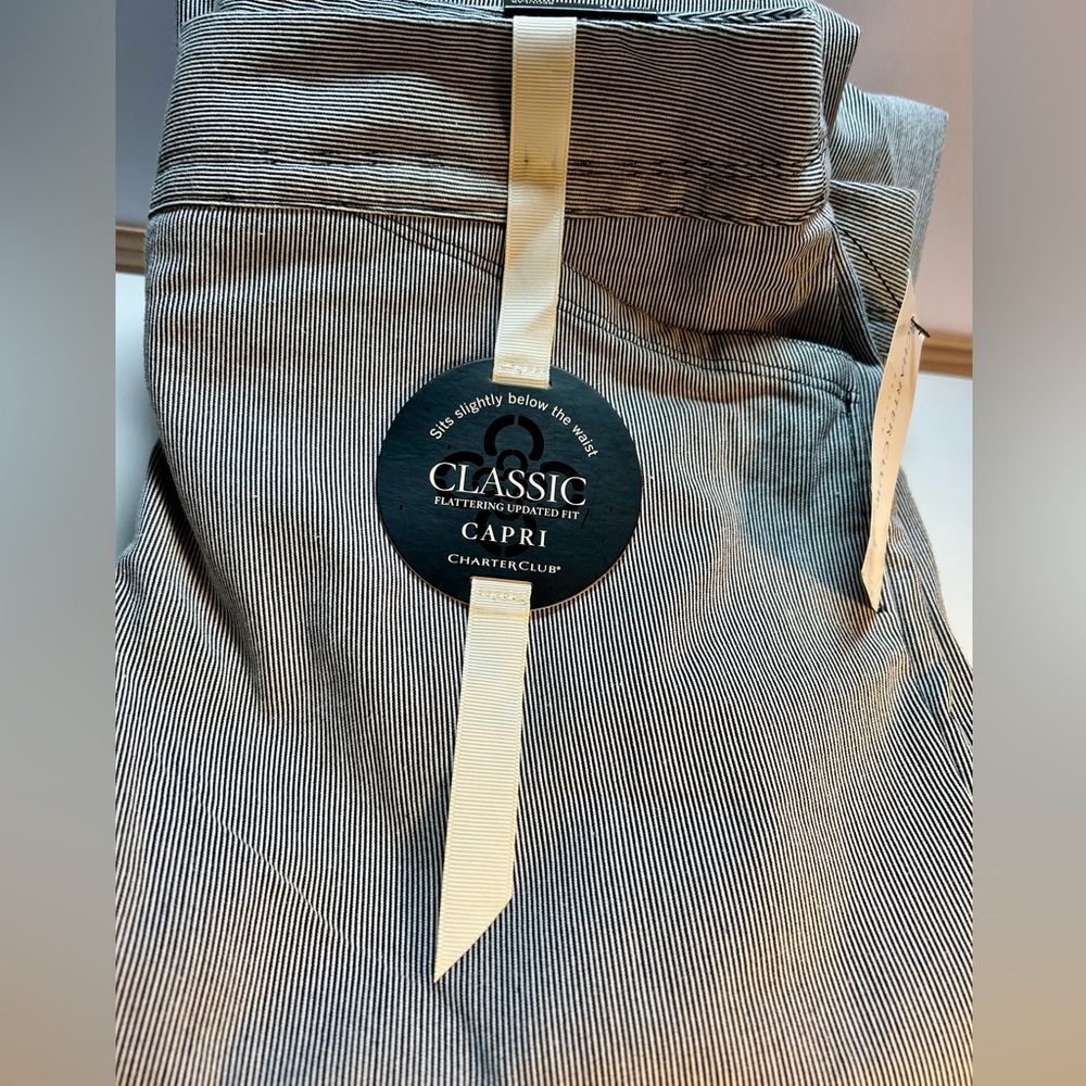 NWT Charter Club Classic Striped Capris, Women's size 12P Regular